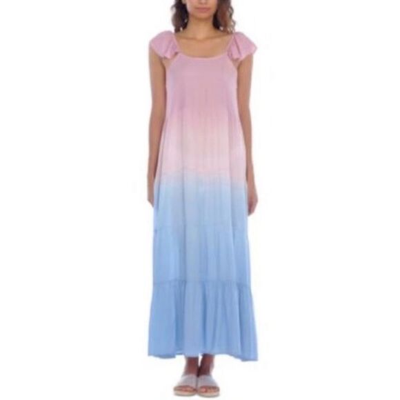 NEW Raviya Ombre Off-The-Shoulder Maxi Dress Cover-Up Mauve Blue Pink - Picture 8 of 8